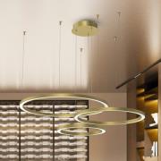 LED-hengelampe Galaxia, plast, gull, 3 lyskilder, 85 W