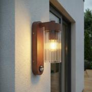 Lindby utendørs vegglampe Kaliro, rust, 24 cm, IP54, sensor
