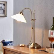 Lindby Otis bordlampe, antikk messing, glass, 60 cm, E14