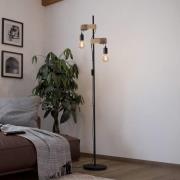 Gulvlampe Townshend 2 lyskilder svart/lyst tre