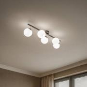 Taklampe Drum, kaffe, glass, lengde 80 cm, 5 lyskilder, G9