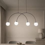 Hengelampe Nova, glass/metall, svart/hvit, 4 lyskilder