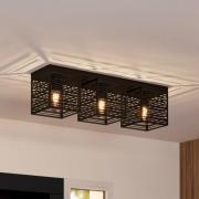 Taklampe Piedritas, tre svarte, kvadratiske skjermer