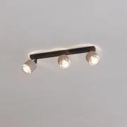 Rosley downlight, lengde 43 cm, svart/natur, 3 lyskilder.