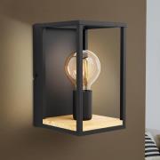 Libertad vegglampe, bredde 14 cm, svart/tre, stål