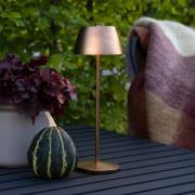 LED-batteridrevet bordlampe Eze, matt kobber, 32 cm, IP54, USB