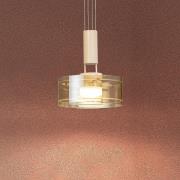 LED-hengelampe LAVIN, sand/amber, Ø 19 cm, metall/glass dimbar