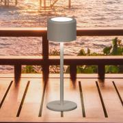 LED-batteridrevet bordlampe Juna, gråbrun Høyde 25 cm Metall, IP54