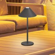 LED-batteridrevet bordlampe Prato, sandgrå, høyde 25 cm metall, IP54