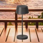 LED-batteridrevet bordlampe Sienna Pro, sandgrå, 24 cm, metall IP54