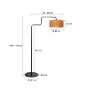 Gulvlampe Bloeba, svart/gullfarget, høyde 165 cm, velour