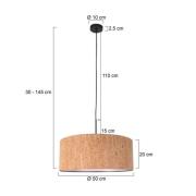 Hengelampe Sparkled Light, brun, Ø 50 cm, kork