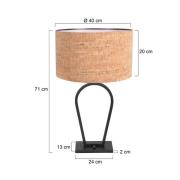 Bordlampe Stang, svart/brun, høyde 71 cm, kork