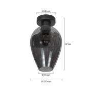 Taklampe Bloeba, svart/røykgrå, Ø 22 cm, glassdråpe