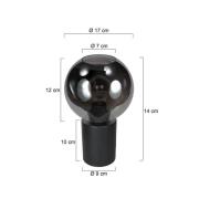 Bordlampe Bloeba, svart/røykgrå, Ø 17 cm, glasskule