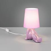 Bordlampe Huma, lilla, høyde 25 cm, tekstil/keramikk, E14