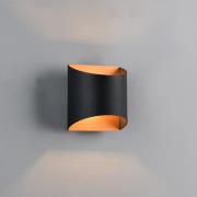 Vegglampe Samdel, svart-gull, høyde 12 cm metall G9 opp/ned