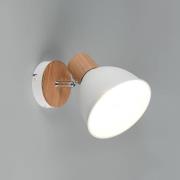 Taklampe Delume, hvit, Ø 15 cm, 1 lyskilde, metall/tre