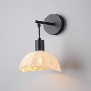 Vegglampe Calvi, naturrotting, svart, metall, Ø 18 cm