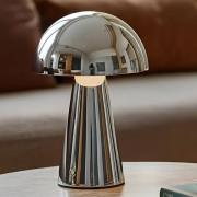 Lindby LED-bordlampe Nevijo, krom, Ø20cm, USB, dimmer