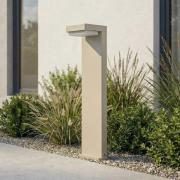 Lindby LED-solcellsokkellampe Eleazar, beige, aluminium, sensor