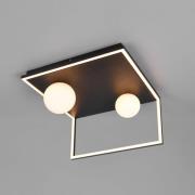 LED-taklampe Arola, matt svart, bredde 37 cm, metall