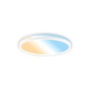 LED-taklampe Tava A, CCT, Ø 29 cm, hvit, fjernkontroll