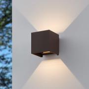 Utendørs LED-vegglampe Calpino 3 rustfarget, bredde 10 cm, 2 lyskilder...