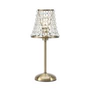 Bordlampe Liora, gammel messing/klar, dimbar, ladestasjon