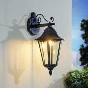 Utendørs vegglampe Navedo, svart/sølv, høyde 47 cm, nedadrettet