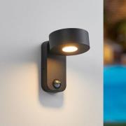 Utendørs LED-vegglampe Palosco, svart Høyde 17 cm Metall Sensor