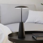 LED-batterilampe Piccola, svart, høyde 28 cm, metall, IP54