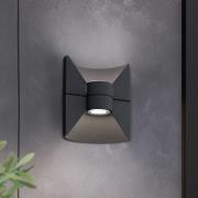 Utendørs vegglampe Redondo, antrasitt, høyde 17 cm, metall med 2 lyski...