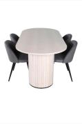 Venture HomeSpisegruppe Bianca med 4 spisestoler Velvet StitchesHvitSp...