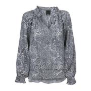 Mønstret viscose bluse!