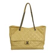 Autentisk Beige Skinn Chanel Flap Bag