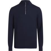 Blå Merino Quarter Zip Genser Jakker