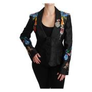 Sort Krystall Brokade Blazer Jakke