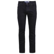 Slim Fit Bard Jeans med Broderi og Skinnpatch