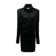 Velvet Effekt Roll-Neck Sweater Kjole