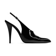 Sort Patent Skinn Slingback Pumps