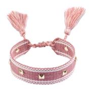 Woven Friendship Bracelet W/Studs Dusty Rose