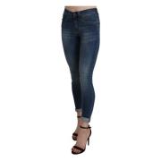 Ermanno Scervino Blue Washed High Waist Skinny Cropped Cotton Jeans