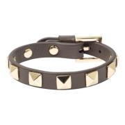 Leather Stud Bracelet Soft Brown