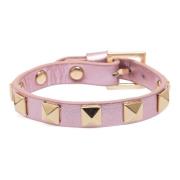 Leather Stud Bracelet Rose Metallic