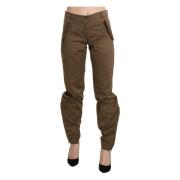 Ermanno Scervino Brown Mid Waist Straight Cotton Pants