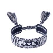 Woven Friendship Bracelet Je T`aime Navy Blue