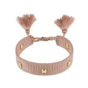 Woven Friendship Bracelet Thin W/Stud - Vintage Rose W/Matte Gold