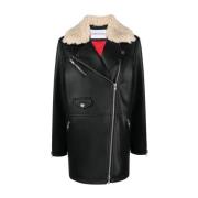 Sort Faux Skinn Biker Jakke