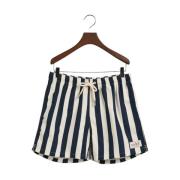 Marineblå Classic Fit Block Stripe Badeshorts